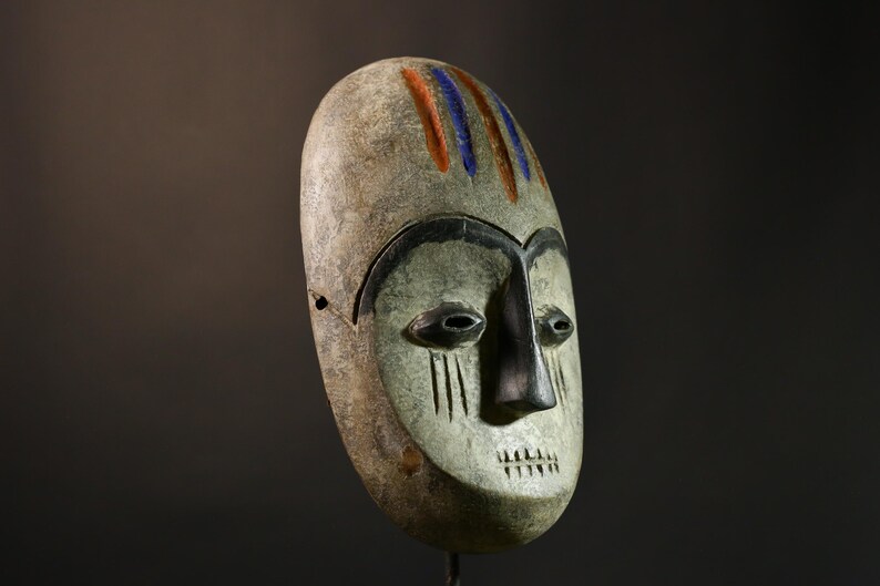 African Mask Handcarved Tribal Wood Wall Art Authentic Ethnic Decor