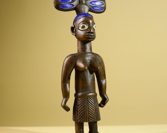 自立不可ナイジェリアヨルバ族鉄製男女オブジェアフリカプリミティブアート アフリカのヨルバ族の双子像、イベジの木彫り、ナイジェリアの