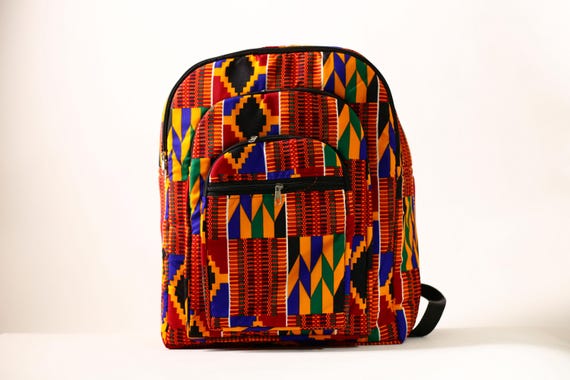 Handmade Kente Cloth Backpack: Ghana African Print Cotton  display picture 2