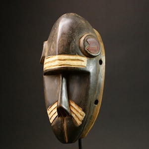 African Kifwebe Mask Songye Tribe, DR Congo Wood Wall Decor, Vintage Tribal Sculpture-G2988