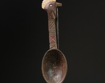 Escultura de cuchara africana de madera tallada: decoración tribal para pared - G2366