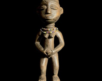 figurines en bois décor primitif yoruba sculpté à la main sculpture sur bois faite main représentant un africain yoruba statue africaine Nigeria-9478