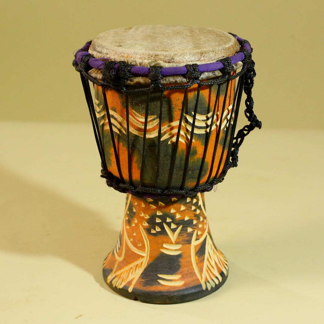 Rope Instruments African Djembe Drum Hand Carved Wood Rope Tuned Percussion Instrument ...