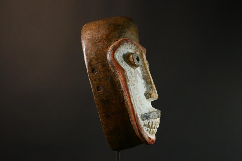 African Mask Antique Handcrafted Unique Dance Mask With Tubular Eyes