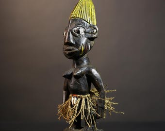 自立不可ナイジェリアヨルバ族鉄製男女オブジェアフリカプリミティブアート アフリカのヨルバ族の双子像、イベジの木彫り、ナイジェリアの