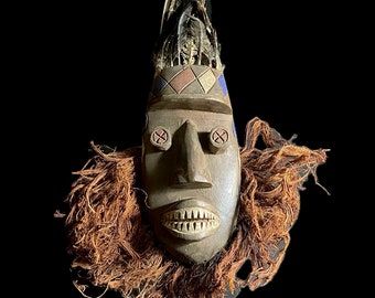 African mask vintage hand carved handmade wall hanging African mask handmade wall hanging primitive art African Masks Grebo-9388