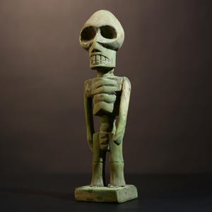 African Tiv Skeleton Sculpture Hand‑Carved Wood Tribal Art Statue Vintage Patina Home Décor Accent Collectible Ancestral Figure-G5075
