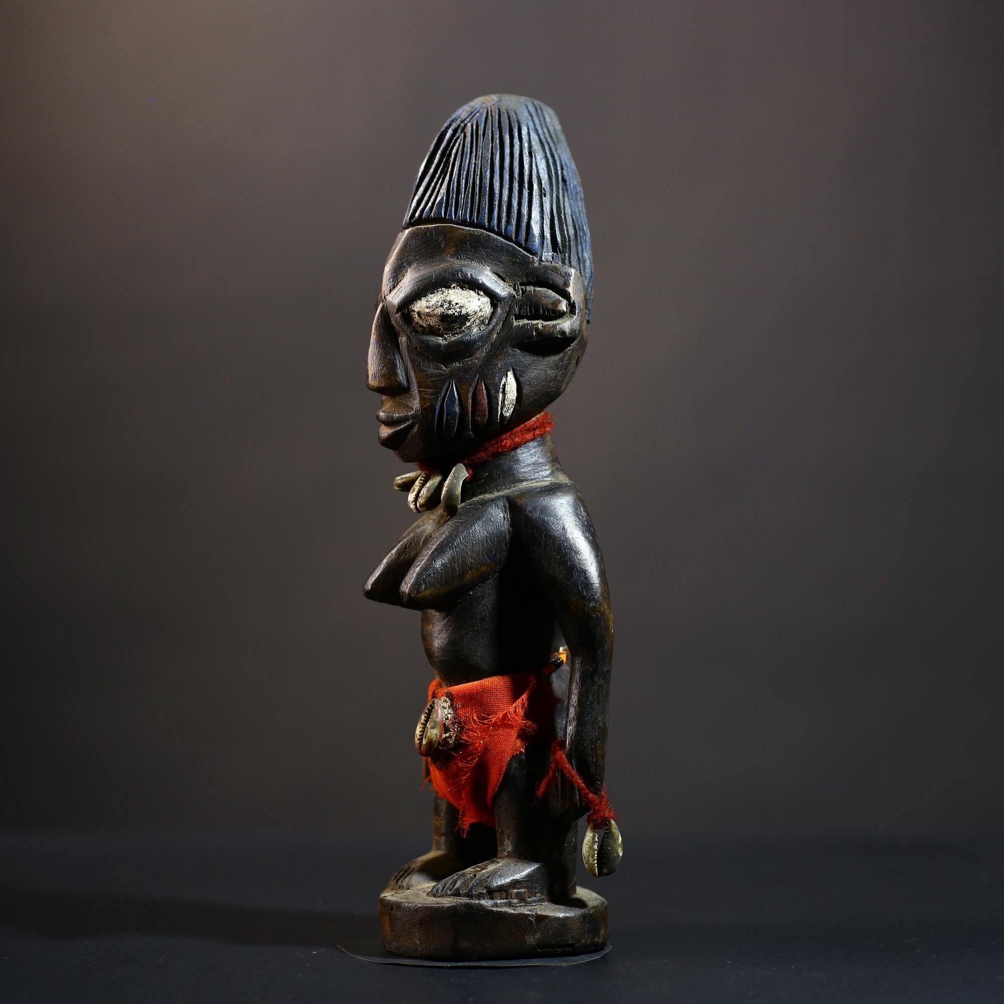 西アフリカ ヨルバ族 木彫人物像 二体 部族芸術 - ヨルバ - 双子像 - ナイジェリア - ペア - 小さな木像 - 20