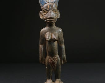 アフリカのヨルバ族の双子像、イベジの木彫り、ナイジェリアの部族の