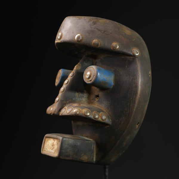 African Grebo Tribal Face Vintage Carved Wood Mask from Liberia - Tribal Art Wall Hanging - Fierce Warrior Mask - Handcrafted Ethnic G2235