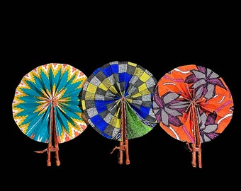 3 African Kente Hand Fan Foldable Kente Hand Fan Primitive Art Collectibles-7695