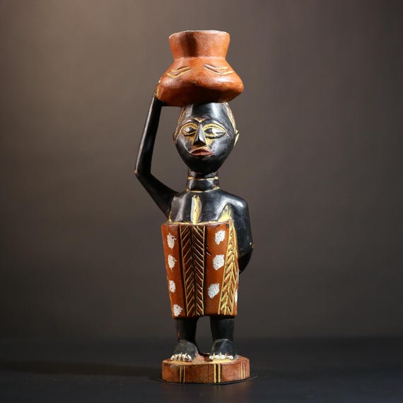19世紀・コートジボワール「木彫・少年像」アフリカ・民族人形・コロン・木彫彩色 19世紀・コートジボワール「木彫・少年像」アフリカ・民族人形・コロン
