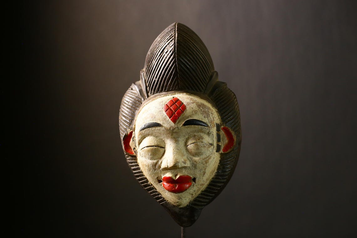 Vintage African Bapunu Mask: Hand-carved Tribal Wall Art-g4319 - Etsy