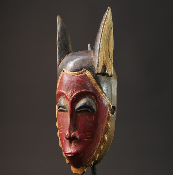 Masque Africain Sculpté Main En Bois Du Cameroun - Décoration Murale Unique, Art Tribal - Neuf