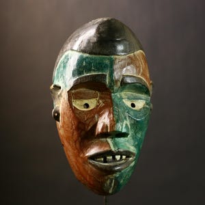 African Igbo Face Mask Hand Carved Tribal Art Wood Wall Hanging Vintage African Sculpture Cultural Decor West African Artwork-G4323