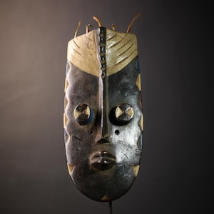 African Grebo Mask Tribal Wall Decor Wood Carved Art Sculpture Vintage-G4651