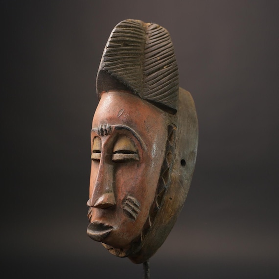 手彫りの木製グロマスク：ヴィンテージアフリカ部族アート-7185 - Etsy