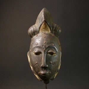 Vintage Baule Mblo Mask: Hand-Carved Ivory Coast Tribal Art-7742