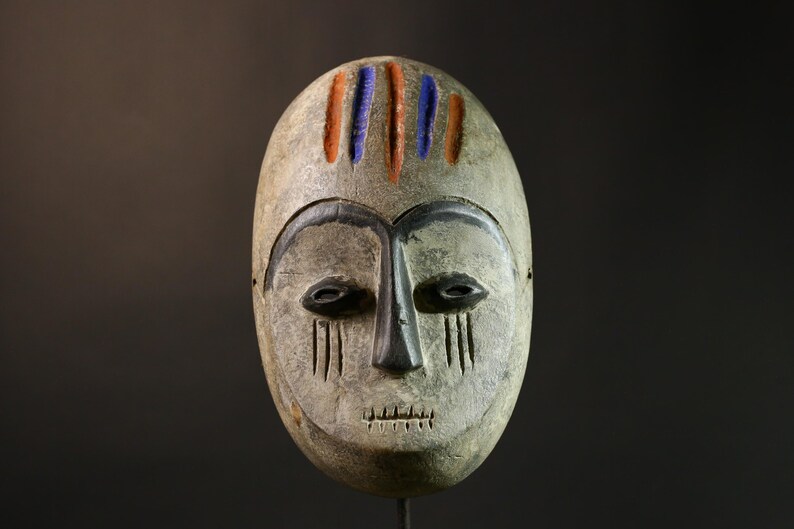 African Mask Handcarved Tribal Wood Wall Art Authentic Ethnic Decor