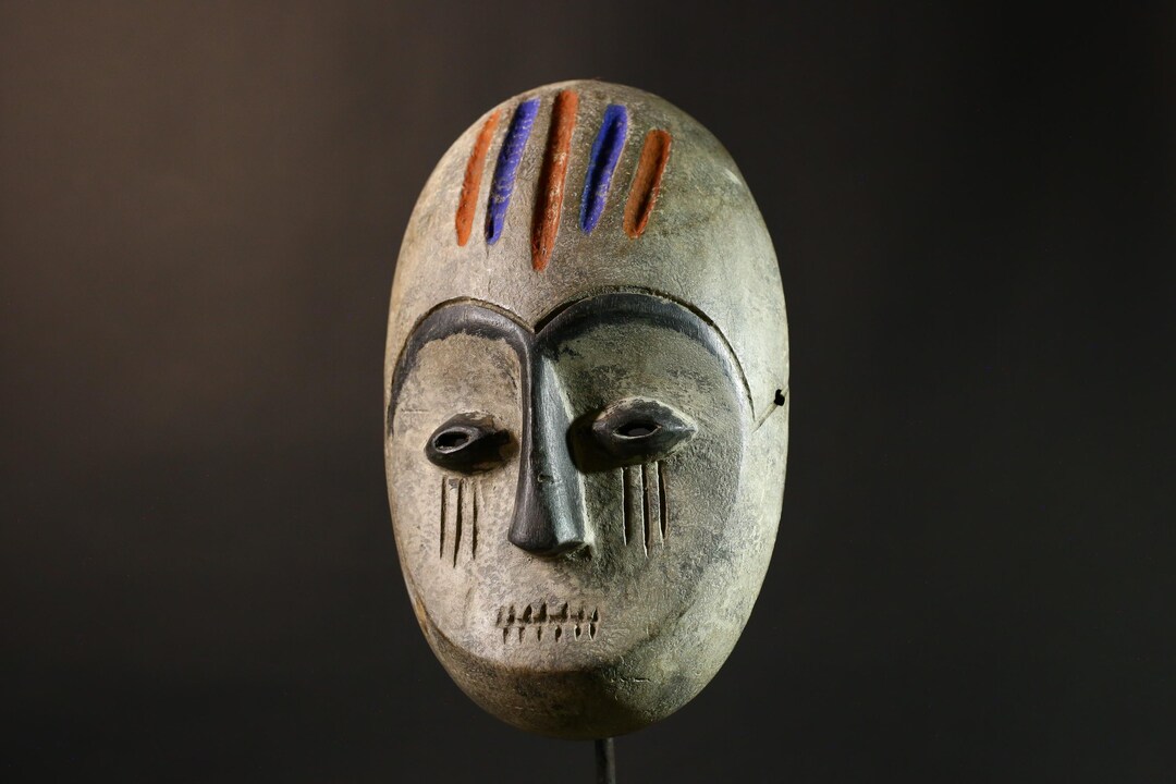 African Mask Handcarved Tribal Wood Wall Art Authentic Ethnic Decor