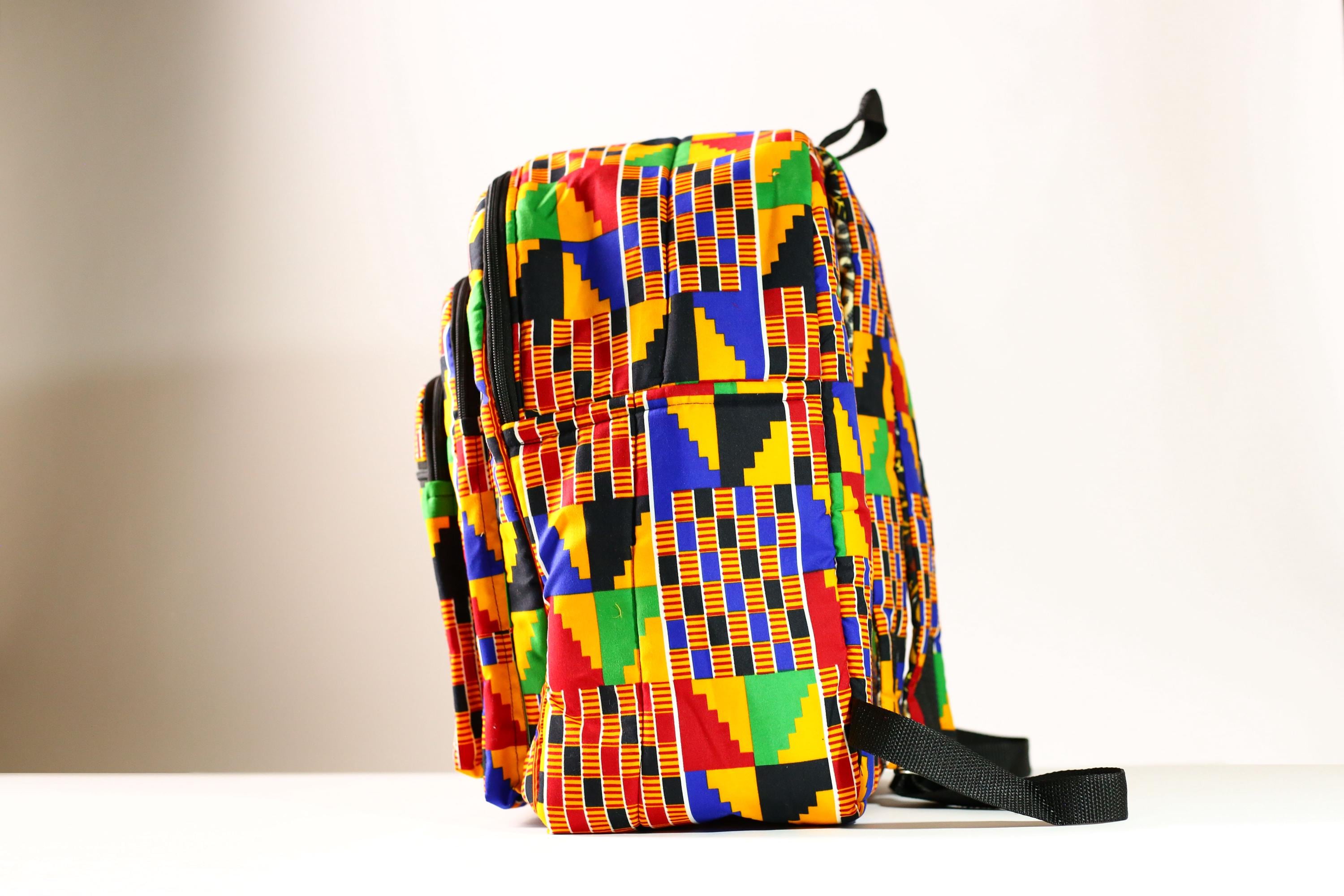 Handmade Kente Cloth Backpack: Bright African Print Travel  display picture 2