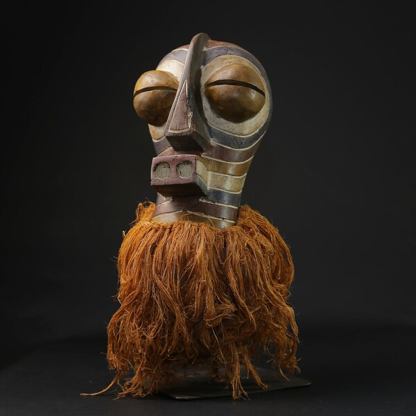 African Tribal Face Mask Wood Hand Wall Hanging Songye Kifwebe Mask-G2156