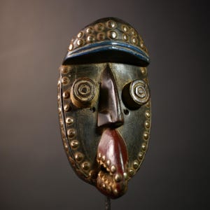 African Songye mask wood Congo ritual carving tribal wall art handmade decor-G4654