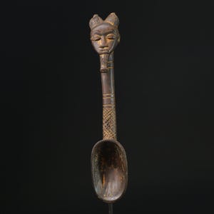 African wooden spoon Songye ceremonial carving rustic kitchen decor collectible tribal art piece heritage collectible craftsmanship ar-G2338