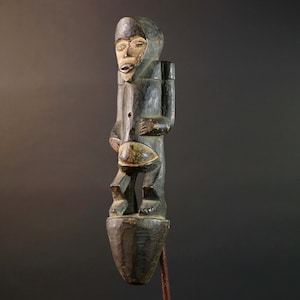 African Fang Tribe Carved Wood Sculpture Tribal Figure Vintage Home Decor Accent Wall Art Unique Gift Collectible Ethnic Art Piece-G5725