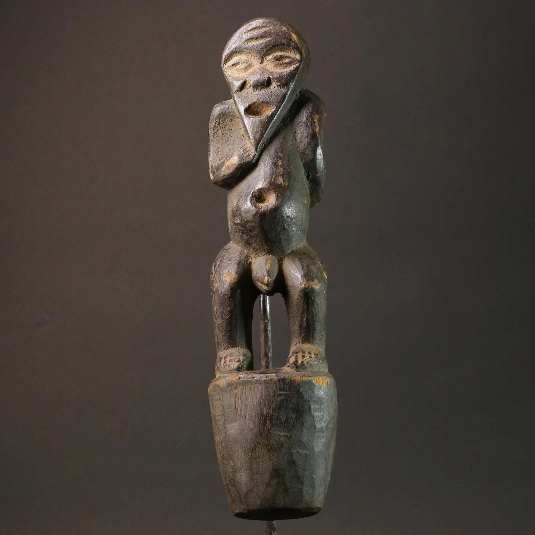 African Tribal Figure Carved Wood Statue Congo Ritual Sculpture 35.7 Cm ...