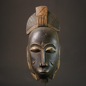 African mask Authentic Guro Mask Vintage Wooden Wall Art Tribal Figure Ethnic Decor Primitive Artifact -7451