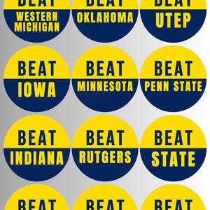 Botones de derrotar al oponente, botones del día del partido de Michigan, botones de derrotar al oponente, botones de fútbol 2026, pines de fútbol 2026, pines del día del partido