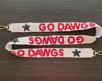 White UGA Beaded Purse Straps, University of Georgia football, Tailgate, Go Dawgs Purse Strap, Game day accessories, Stadium Bag Strap