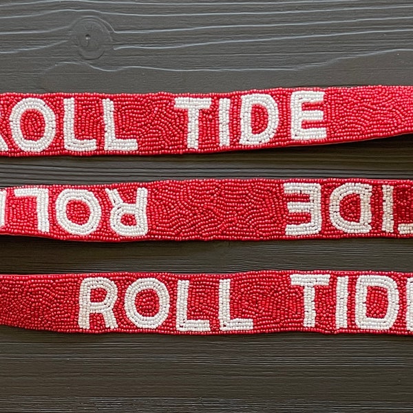 Ready to Ship Red Bama Beaded Purse Straps, University of Alabama football, Roll Tide, Game day accessories, Tuscaloosa, Stadium Bag Strap