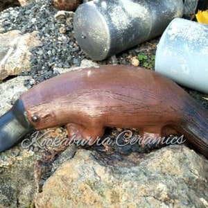 Australian Native Animal Ceramic Platypus. Handmade and Hand painted in Australia brown