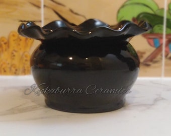 Handmade Ceramic African Violet Pot. Australian Self Watering Pot. Made in Australia Black