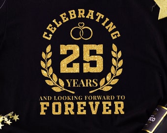 25th Wedding Anniversary PNG Svg Pdf, 25 Year Anniversary Png, 25th Svg, 25th Png, 25 Years Png, 25 Year Svg, Gold Glitter DTF, DTG