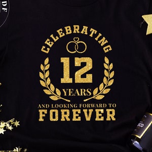 12o aniversario de boda PNG Svg Pdf, 12o aniversario Png, 12o Svg, 12o Png, 12 años Png, 12 años Svg, Gold Glitter DTF, DTG