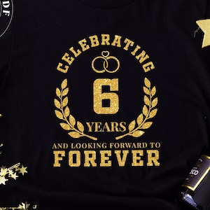6o Aniversario de Boda PNG Svg Pdf, 6o Aniversario Png, 6o Svg, 6o Png, 6 Años Png, 6 Años Svg, Gold Glitter DTF, Sublimación DTG