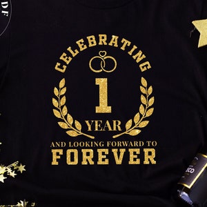 1º Aniversario de Boda PNG Svg Pdf, 2º Aniversario Png, 2º Aniversario, 1º Png, Primer Año Png, 1 Año Svg, Gold Glitter DTF, Sublimación DTG