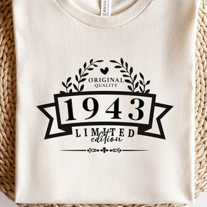 Original Quality 1943 Limited Edition SVG PNG PDF | 1943 Svg, 1943 Birthday Png, 1943 Png, 1943 Shirt Design