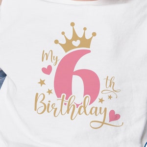 6. Geburtstag SVG PNG PDF | Sechster Geburtstag-Svg, Geburtstags-Svg, sechster Geburtstag Cricut-Schnitt-Dateien, mein 6