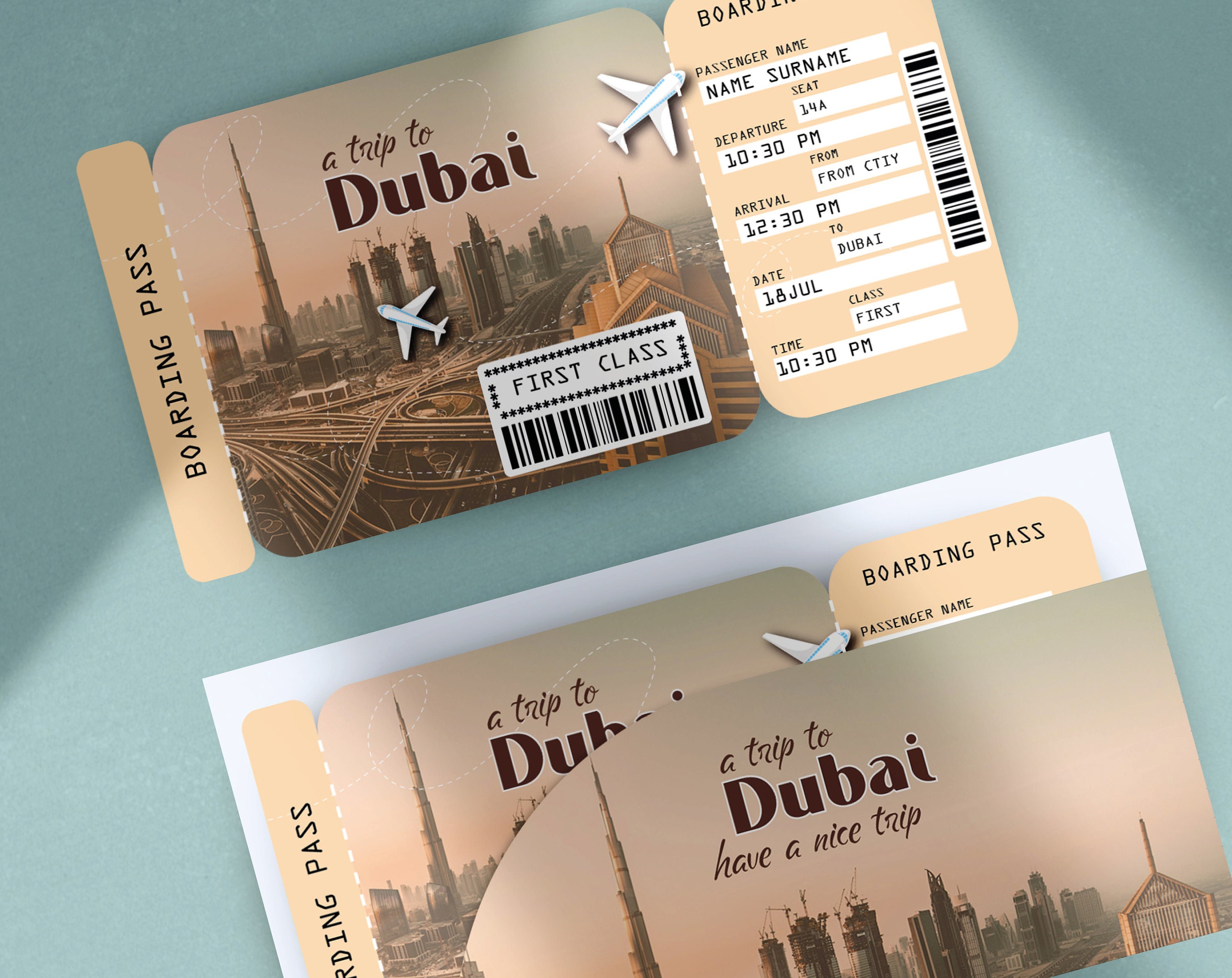 Druckbares DUBAI ÜberraschungsReiseGeschenkTicket Etsy