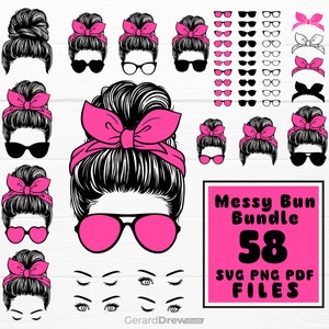 Messy Bun Bundle SVG | Momlife svg, mom skull svg, Mom Life svg, mom and daughter svg, Mom life Kid Life Png, glasses svg, Cricut Silhouette