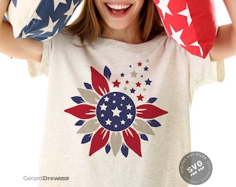 Patriotische Sonnenblume SVG PNG PDF | USA Sonnenblume geschnitten Datei