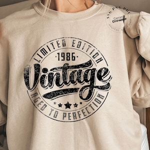1986 Png, 1986 Shirt Svg, 1986 Svg, 1986 Shirt Png | Vintage 1986 Limited Edition, Aged To Perfection PNG SVG PDF, 1986 Png Sublimation File