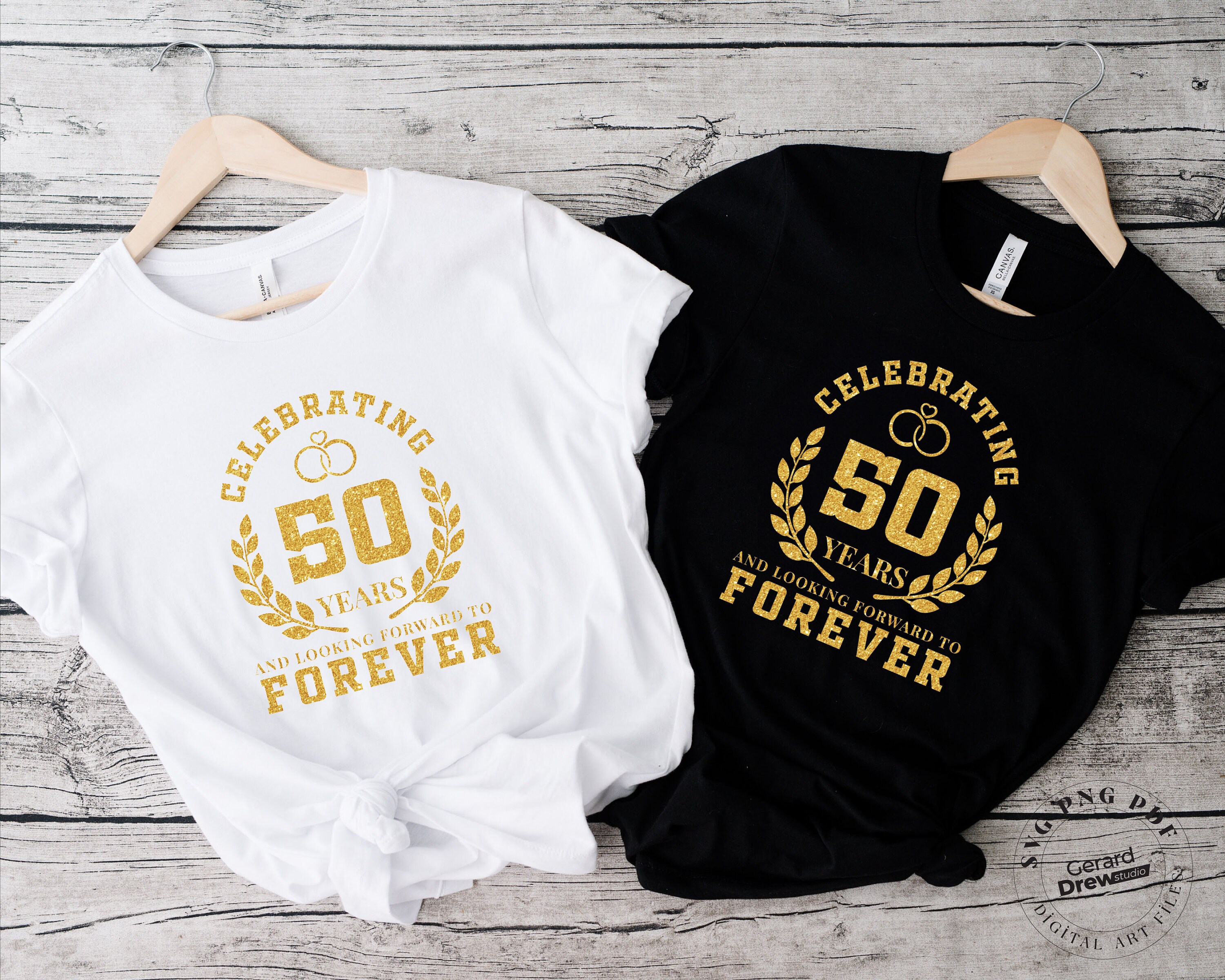 50th Wedding Anniversary PNG Svg Pdf, 50 Year Anniversary Png, 50th Svg, 50th Png, 50 Years Png, 50 Year Svg, Gold Glitter DTF, DTG