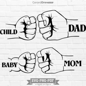 Familie Fist Bump SVG PNG PDF Bearbeitbar | SVG für Familie, Mom Fist Bump svg, Boy Fist Bump, Baby Fist Bump svg, Girl Fist Bump, Dad Fist Bump