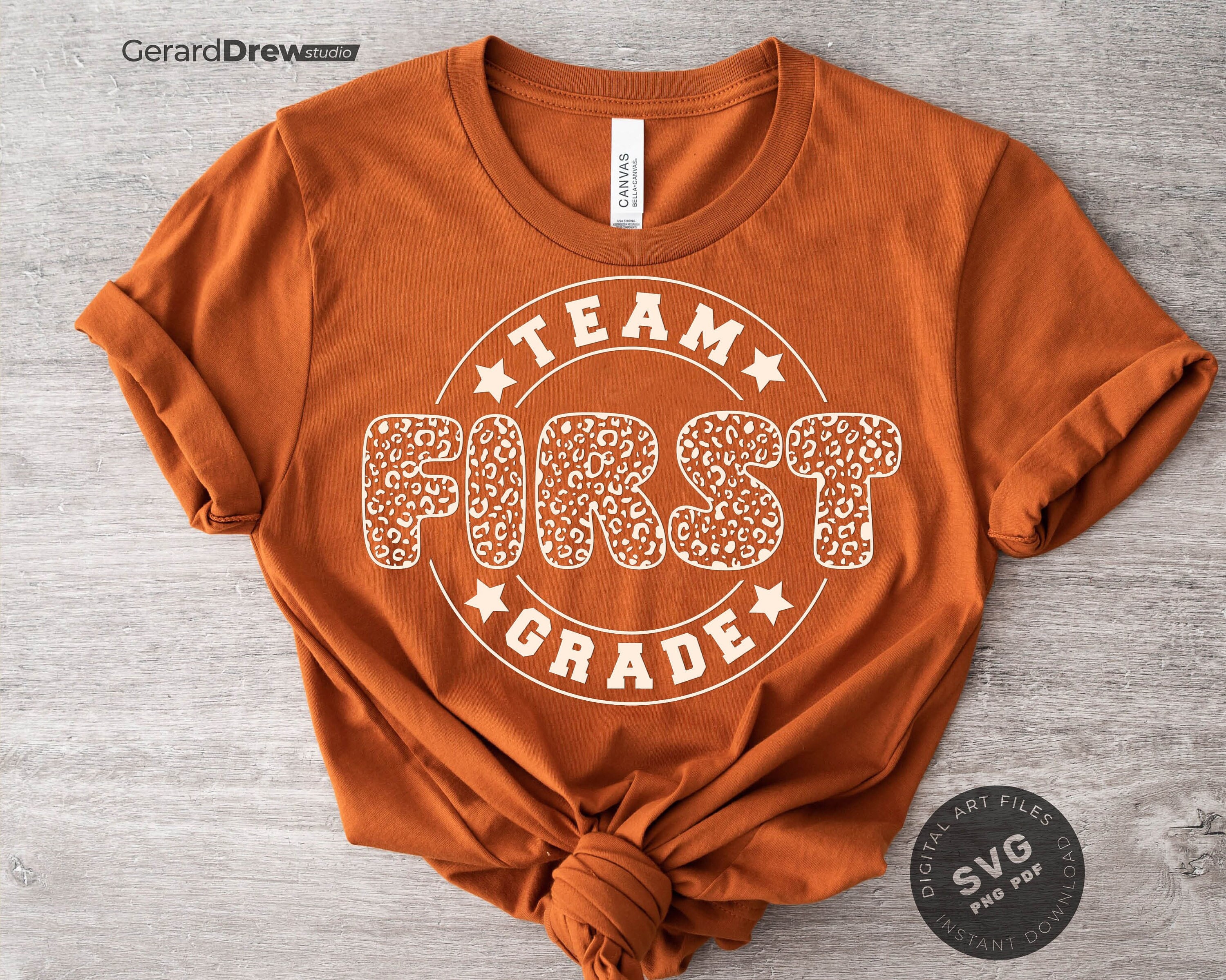 Team First Grade SVG PNG PDF | 1st Grade Squad Svg, First day of School Svg, Back To School Svg, Teacher Leopard Svg, Teacher Shirt Svg File