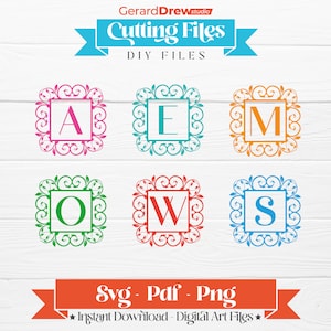 モノグラム文字 A-Z、花柄アルファベット SVG、花柄文字 SVG、植物アルファベットカットファイル、文字カットファイル、即時ダウンロード